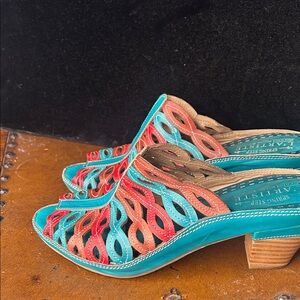 Spring Step Turquoise and Coral Sandals
